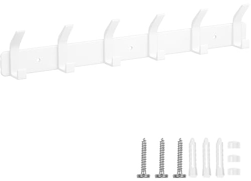 Eucomir Percheros Pared, Perchero De Pared Con 6 Ganchos Adecuado Para Cocina, Dormitorio, Baño, Blanco Perla