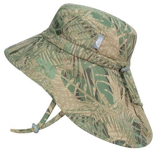 JAN & JUL Boys' Quick Dry Sun-Hat with Neck Flap for Swimming, Beach Hat for Toddlers and Kids (Jungle Safari, L: 2-5 Years)