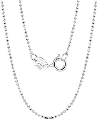 Mesnt Chain Necklaces for Women, Women 1.2mm Ball Chain Necklace 50cm, Silver