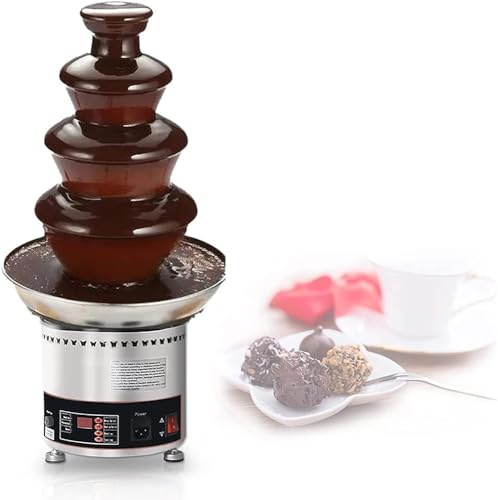 EORNYHQMY Fontaine À Fondue Au Chocolat À 4 Niveaux, Affichage Numérique, Fontaine À Chocolat Électrique Commerciale, Facile À Assembler