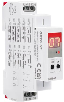 Wattive Rele temporizador de pantalla digital AC/DC 12V-240V, Relé de tiempo Multifuncional Relé de retardo tiene 20 modos de retardo y un rango de latencia ultra amplio de 0,1 s a 99 días