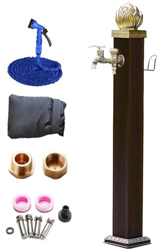 Grande Colonna d'Acqua da Giardino Verticale - Rubinetto da Esterno antigelo con Supporto per Tubo Flessibile, Fontana Decorativa a idrante da Pavimento per Decorazioni da Giardino e Cortile