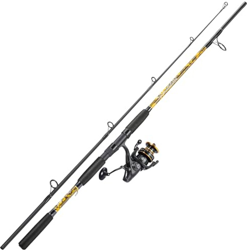 Sougayilang Spinnruten-Rollen-Kombination – MH-Action-Angelruten mit Karpfenrolle für das Karpfenangeln in Süß- und Salzwasser – 2,1 m