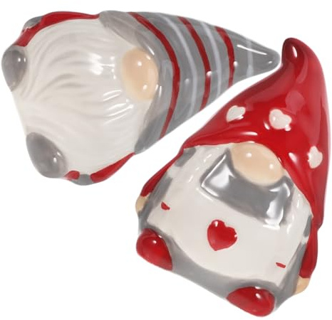 LIFKOME Flacons à Épices Gnomes En Céramique Compact, Salières Et Poivrières Pratiques, Pot à Sel Et Poivre Cuisine, Accessoire Ludique Pour Plan De Travail, Lot De 2