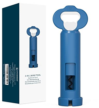 KITCHENDAO 3 in 1 Wine Bottle Opener Corkscrew with Foil Cutter, Beer Bottle Opener with Magnetic Cap Catcher, Works Easily, Wine Corkscrew, Gifts for Men and Women