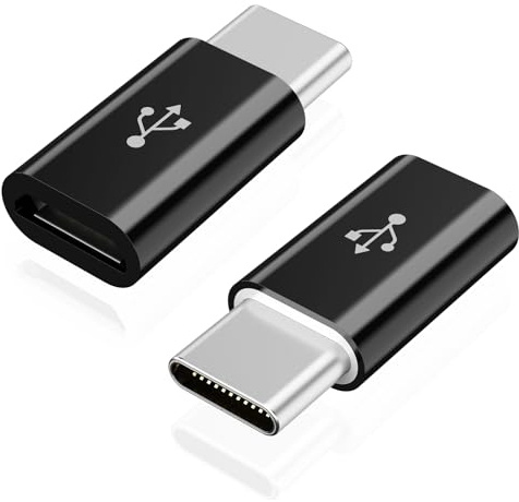Oumida【2 Stück Micro USB auf USB C Adapter, USB C Stecker auf Micro USB Buchse Adapter für Samsung Galaxy, Typ-C Handys, Tablets (Schwarz)