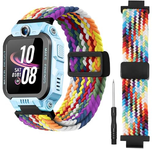 RicGloe Bracelet pour Montre Connectée pour Enfants Compatible avec imoo Watch Phone Z7/Z6/Z1, Bracelets Tressé en Nylon Magnétique Léger Doux pour La Peau, Sangle de Remplacement aux Garçons Filles