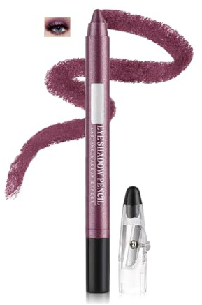 2-in-1 Creamy Eyeshadow & Eyeliner Stick with Sharpener – Waterproof Shimmer Eye Pencil for Long-Lasting Non-Smudge Glitter Eye Looks, Travel-Friendly Design (05#FOG PURPLE)