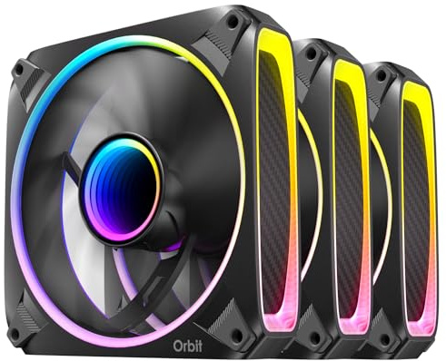 Antec Lot de 3 ventilateurs Orbit 120 ARGB, PWM PC, ventilateur de 120 mm, ventilateur PWM, effet miroir infini, 2000 tr/min, roulement FDB, série Orbit