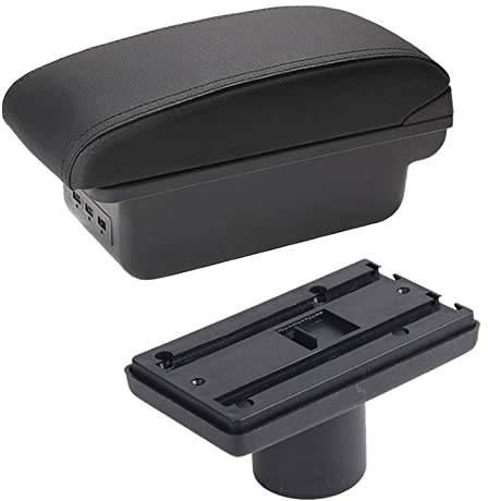 Caja Consolas Para Seat Para Ibiza 6j Para Ibiza 6L Caja Reposabrazos Caja Almacenamiento Contenido Tienda Central Con Portavasos USB Reposabrazos(B2 Black line 3USB)