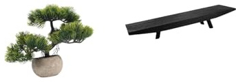 Baoblaze Greenery Bonsai Collection Faux Plant in Pot with Rustic Decorative Wood Storage Tray Multi Use Serving Bowl for Home Wedding Table Centerpieces