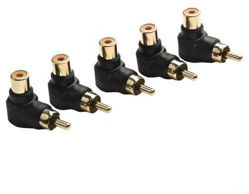 Pumixiy Right Angle for RCA Adapter L Shape Male to Female 90 Degree Coupler for Audio Connector Compact Design for Tight Space Installation