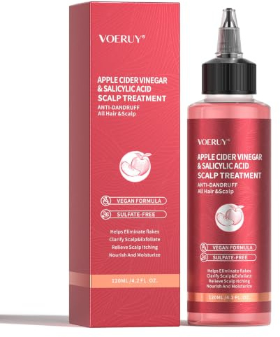 Scalp Treatment, Apple Cider Vinegar Refreshing Scalp Serum with Salicylic Acid, Clarifying Build Up & Purifying, Leave-In Scalp Detox for Dry Itchy Scalp Treatment,Vegan & Cruelty-Free,120ml