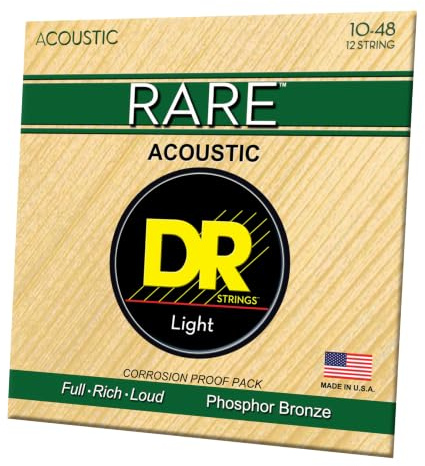 DR Strings RARE™ - Phosphor Bronze Acoustic Guitar Strings: 12-String Extra Light 10-48