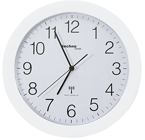 techno line WT 8000 Weiss Orologio da Parete Radio, (Versione Tedesca), Bianco, 30x3x30 cm
