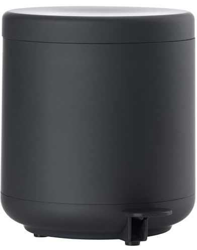 Zone Denmark Ume avfallsbehållare för badrum, kosmetikbehållare, pedalhink med lock för badrum, med löstagbar innerbehållare och mjukstängning, diameter 19,5 cm, höjd 22 cm, 4 liter, svart