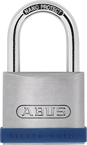 ABUS Vorhängeschloss Silver Rock 5/45 gl.-6504 - gleichschließend - aus massivem Zink und mit Silikon Schutzrahmen - Kellerschloss u. v. m - ABUS-Sicherheitslevel 6 - Blau/Silber | Schlosskörper aus massivem Zink, gehärteter Stahlbügel mit NanoProtect - für Keller, Spinde & Werkzeugkisten