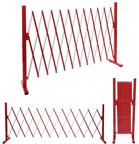 Absperrgitter HWC-B34, Scherengitter Zaun Schutzgitter ausziehbar, Alu rot-weiß - Höhe 103cm, Breite 37-300cm