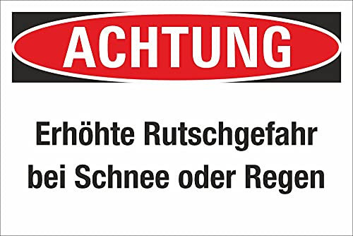 WERBEPUNKT. Schild Achtung Rutschgefahr Schnee Regen Glätte Hinweisschild 3 mm Alu-Verbund 600 x 400 mm