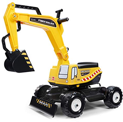 Falk – Bagger Power Builder – ab 3 Jahren Drehkabine – Sitz zum Öffnen – Nummernschild personalisierbar – 130