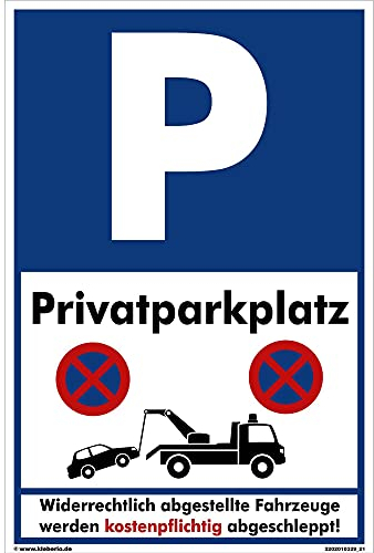 Kleberio® Schild Kunststoff - Privatparkplatz - Privat bitte freihalten Parken verboten Schild Privatgrundstück Einfahrt freihalten Schilder Ausfahrt freihalten Privat 20 x 30 cm mit Bohrlöchern