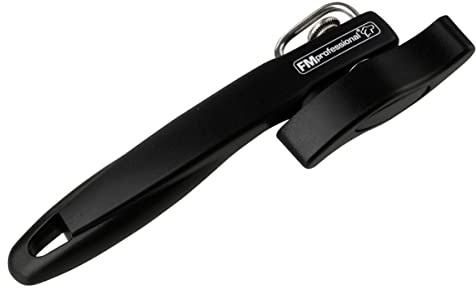 FMprofessional Dosenöffner, Konservenöffner mit Funktionsteil aus hochwertigem Edelstahl, praktischer Blechdosenöffner, langlebiger Deckelöffner, hochwertiger Büchsenöffner (Farbe: Schwarz)