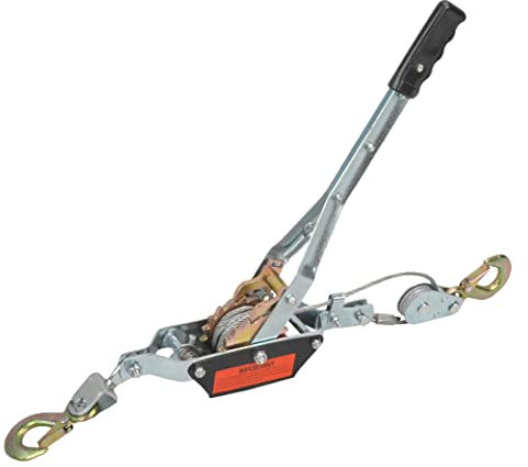 TBAPFS 2 Ton Heavy Duty 2 Hook Steel Cable Dual Gear Power Puller Come Along Chain Winch Ratchet Tool, Automotive Hoist Hand Winch Cable Puller Stretcher Lift