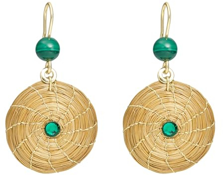 VERA NAVARRO - Orecchini Mandala Intrecciati in Oro Vegetale - Ø 20 mm - Cerchi Dorati - 100% Naturali Fatti a Mano - Bigiotteria Fatta a Mano - Verde