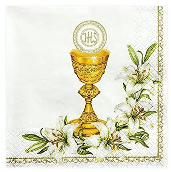 60 tovaglioli in carta per eventi party compleanno nascita 33x33 cm feste a tema comunione cerimonia rendi ogni giorno speciale (Comunione Calice colorato)
