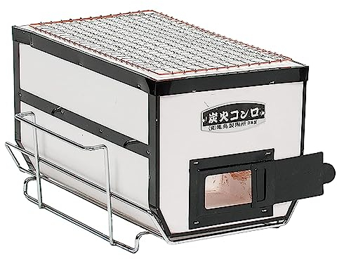 Japanischer BBQ Holzkohlegrill - Shichirin, Konro, Hibachi, Tischgrill - Weiß - Made in Japan - 16,0 x 30,0 cm