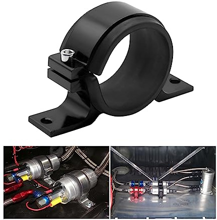JNNJ Aluminium Alloy Gas Pump Mounting Bracket, 60mm Fuel Pump Fixing Bracket, Autos Fuel Filter Pumps Clamp, Single Filter Bracket for Fuel Pump Mounting Holder Vehicles Exhaust Accessories