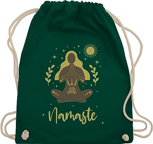 Turnbeutel Rucksack - Taschen - Namaste I Chakra I Mandala I Yoga - Unisize - Dunkelgrün - yoga-tasche joga tasche baumwolle meditation bag geschenke fans für motiven mit motiv zubehör geschenk