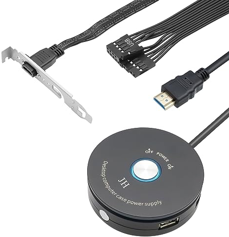 Desktop Computer Netzschalter,PC Power Button,PC-Einschaltknopf Extern, Externes Verlängerungskabel für den Fernstart des PC Motherboard Power On Off Switch