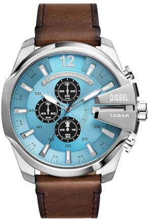 Diesel Watch für Herren Mega Chief Quarz/Chrono Uhrwerk 51 mm Gehäusegröße mit einem Lederarmband DZ4657