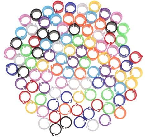 FRCOLOR 100 Pcs 8Mm Pigeon Leg Bands Plastic Bird Foot Rings for Racing Pigeons and Pet Bird Identification