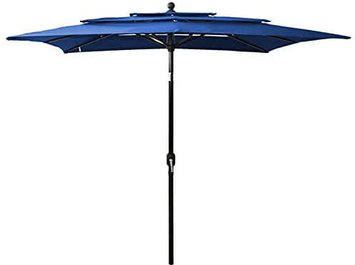 Gecheer Ombrellone a 3 Livelli con Palo in Alluminio Azzurro 2,5x2,5 m, Portatile per Spiaggia e Giardino