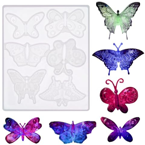 Molain Modelo de Resina Epoxi de Mariposa 3D, Diseño Realista, Molde de Silicona para Collar, Broche, Suministros de Fundición para Oficina