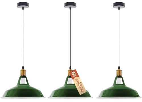 LEDSone Moderne Vintage-Pendelleuchte, industrielle Deckenleuchte, ideal für Esszimmer, Bars, Clubs und Restaurants, E27-Sockel (grün Messing) (Grün (ohne Glühbirne))