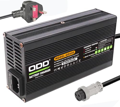 67.2V 8A Charger 60V Li-ion Battery Smart Charger Black Aluminum Case with Cooling Fan Output GX16 1+3-Plug for 16S 60V Li-ion Battery