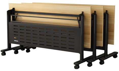 Mobiler klappbarer Konferenztisch mit Rollen, Flip-Top, Seminar-Tisch, Meeting-Tisch, rollbarer Trainingstisch für Studium und Arbeit, 3 Stück, 140 x 39,9 x 74,9 cm