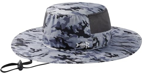 Bassdash UPF 50+ herr vattentät fiskehatt unisex bred brätte utomhus fiske vandring camping djungelhatt klassisk FH15, Storm Camo, M