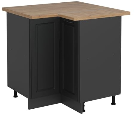 Vicco Eckunterschrank R-Line, Anthrazit Landhaus, 75.6 cm, AP Eiche, zur freien Kombination innerhalb modularer Küchensysteme