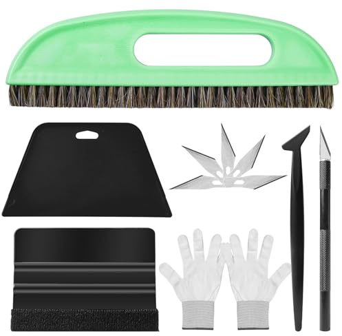 Juego de 10 herramientas de alisado de papel pintado, cepillo para empapelar con guantes, herramienta de corte para empapelar, herramienta de alisado de papel pintado para contacto adhesivo, papel