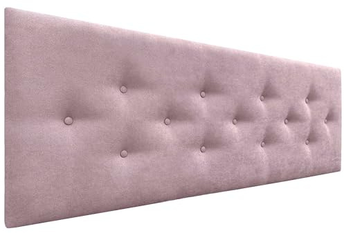 DHOME Cabecero de Polipiel o Tela ACUALINE con 3 Hileras Intercaladas de Botones Cabezal Tapizado Cama Lujo (Tela Rosa, 135cm)