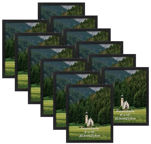 HORLIMER 8x10 Picture Frame Set of 12, Black Picture Frames Display 8 by 10 Photo for Wall or Tabletop