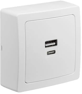 DEBFLEX - Blok - Prise USB Double 3,1A (Prises USB-A et C) - Prise Murale - Pose en Saillie - Idéale Rénovation - Blanc