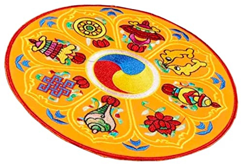 BESPORTBLE Yellow Compact Design Fabric Singing Bowl Cushion Pad with Delicate Embroidery for Convenient Storage and Carrying, for Meditation and Sound Healing