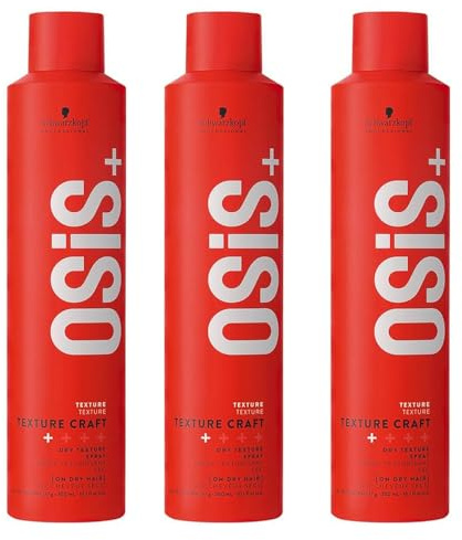 Schwarzkopf OSiS+ Dry Texture Craft Professional Spray, 3 Stück à 300 ml – Gesamtinhalt 900 ml | 3 Stück à 300 ml - Gesamtinhalt 900 ml