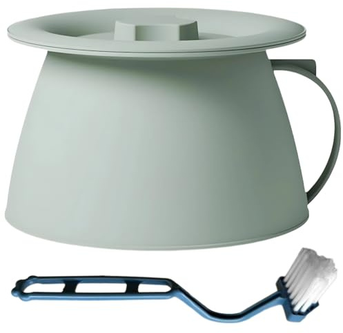 yeeplant Pot de chambre adulte avec couvercle, anti-déversement, pour homme et femme, avec brosse de nettoyage, vert