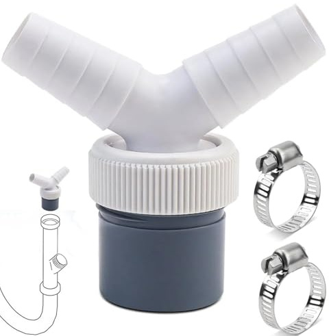 Drain Adaptor for Dishwasher and Washing Machine, Double Connection Pipe Thread Y Adapter for Hose with Input Connector of Outlet 40 mm Pipe